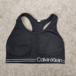 Calvin Klein Performance Women's Sport Bra Size M Black Racerback Padded Workout